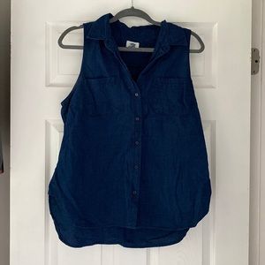 Denim button down tank top